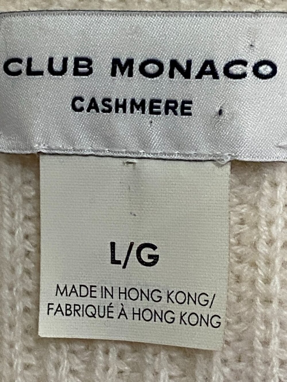 Club Monaco 100% Cashmere Sz L Womens Ivory Sweater V-Neck Long Sleeve - Picture 10 of 10